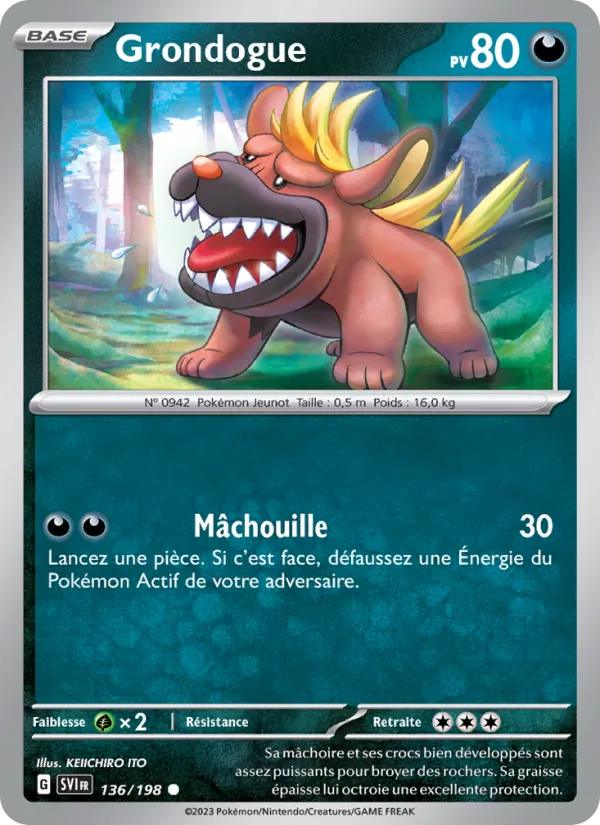Carte Pokémon Grondogue 136/198 de l'extension Écarlate et Violet