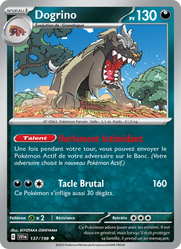 Carte Pokémon Dogrino 137/198 de l'extension Écarlate et Violet