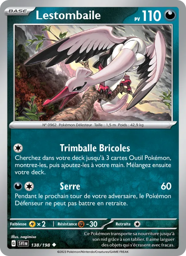 Carte Pokémon Lestombaile 138/198 de l'extension Écarlate et Violet