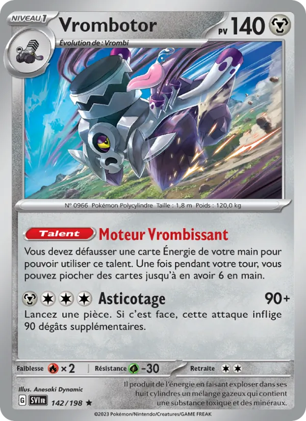 Carte Pokémon Vrombotor 142/198 de l'extension Écarlate et Violet