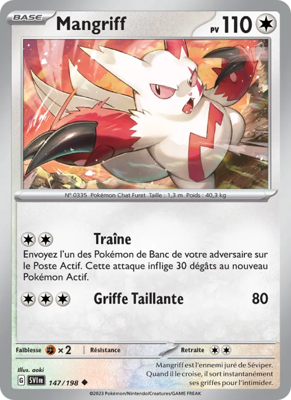 Carte Pokémon Mangriff 147/198 de l'extension Écarlate et Violet