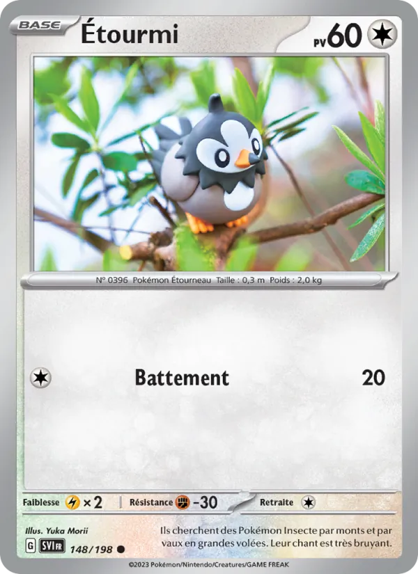 Carte Pokémon Étourmi 148/198 de l'extension Écarlate et Violet