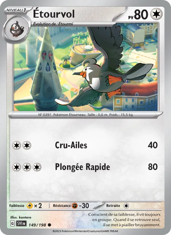Carte Pokémon Étourvol 149/198 de l'extension Écarlate et Violet