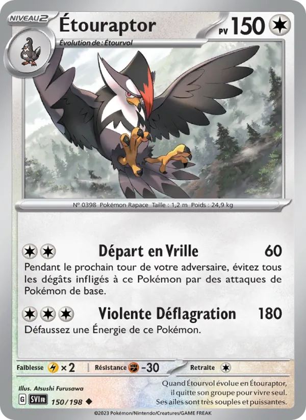 Carte Pokémon Étouraptor 150/198 de l'extension Écarlate et Violet