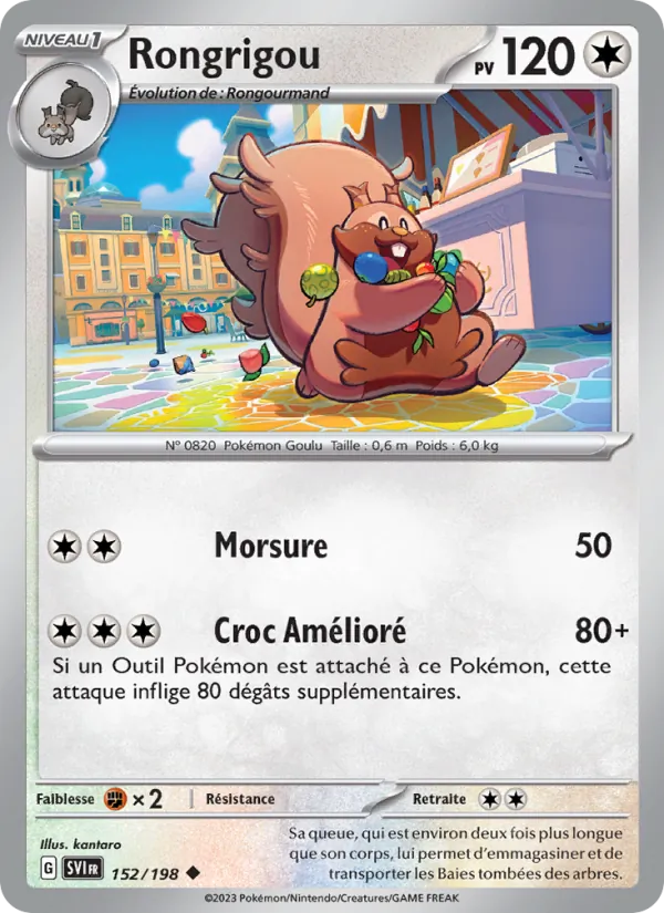 Carte Pokémon Rongrigou 152/198 de l'extension Écarlate et Violet