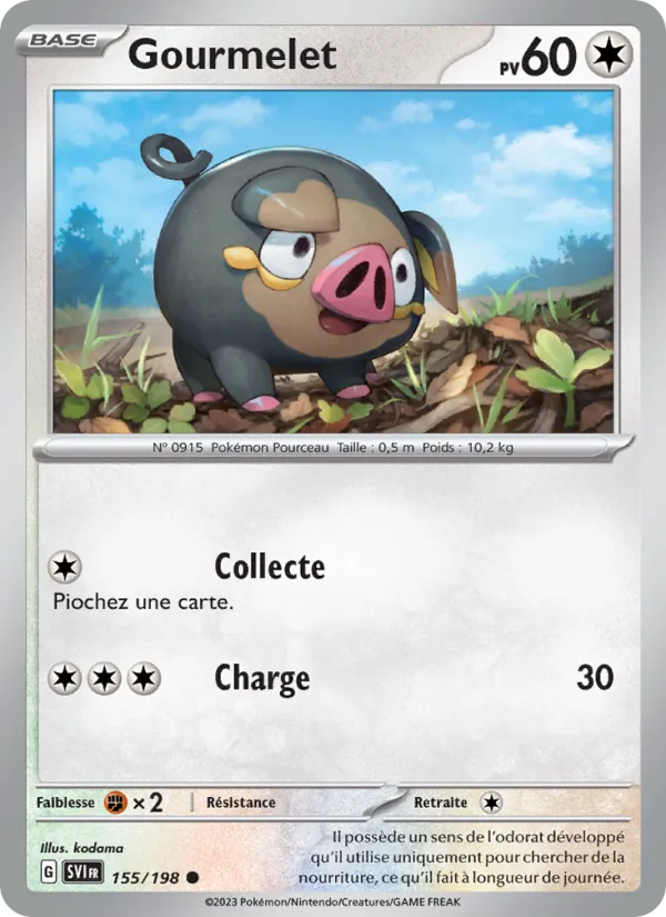 Carte Pokémon Gourmelet 155/198 de l'extension Écarlate et Violet