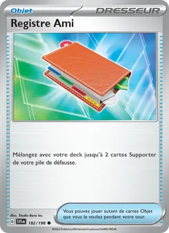Carte Pokémon Registre Ami 182 — Écarlate et Violet