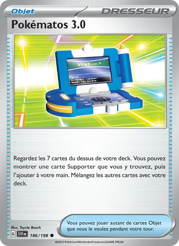Carte Pokémon Pokématos 3.0 186/198 de l'extension Écarlate et Violet