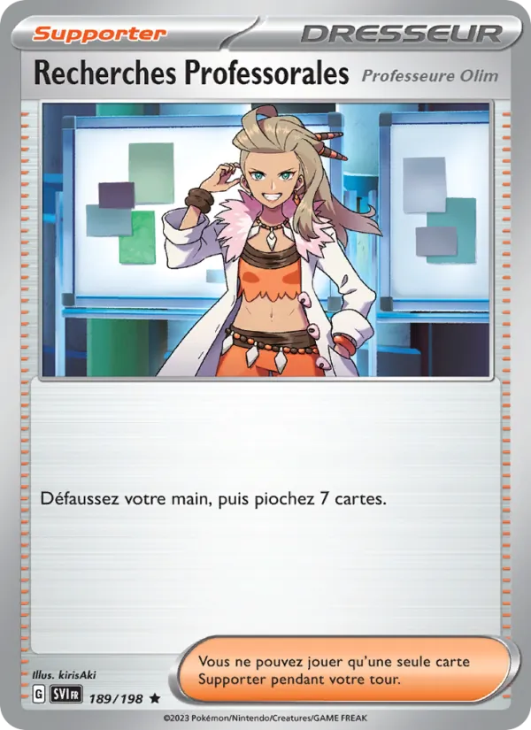 Carte Pokémon Recherches Professorales 189/198 de l'extension Écarlate et Violet