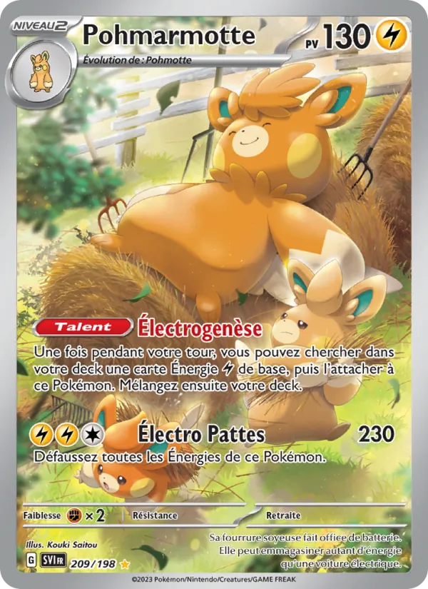 Carte Pokémon Pohmarmotte 209/198 de l'extension Écarlate et Violet