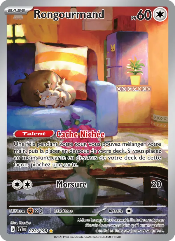Carte Pokémon Rongourmand 222/198 de l'extension Écarlate et Violet