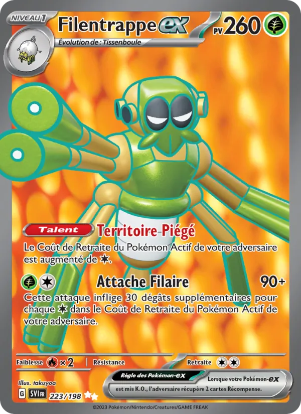 Carte Pokémon Filentrappe-ex 223/198 de l'extension Écarlate et Violet