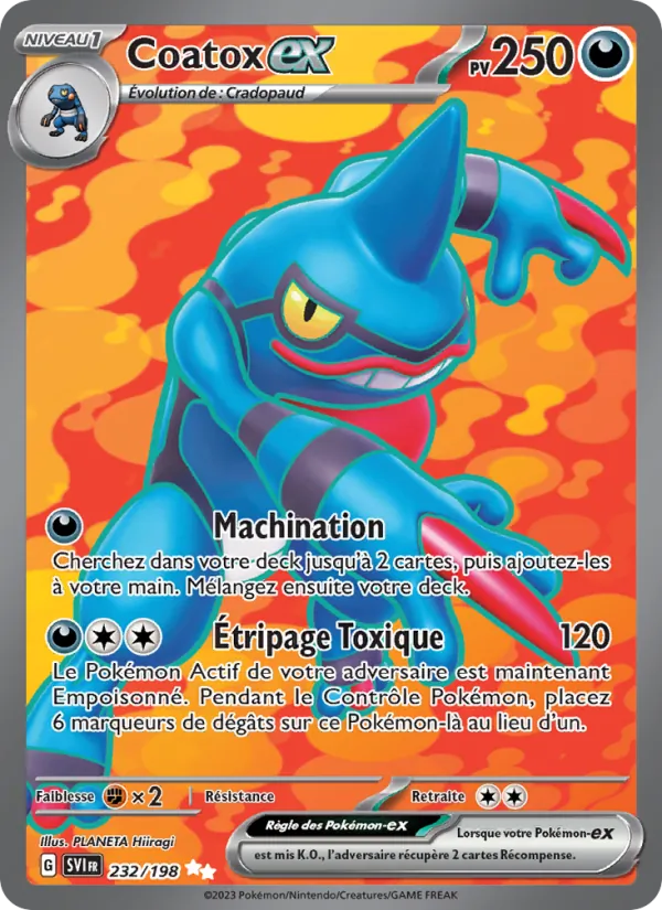 Carte Pokémon Coatox-ex 232/198 de l'extension Écarlate et Violet