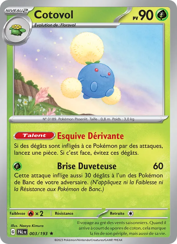Carte Pokémon Cotovol 003/193 de l'extension Évolutions à Paldea