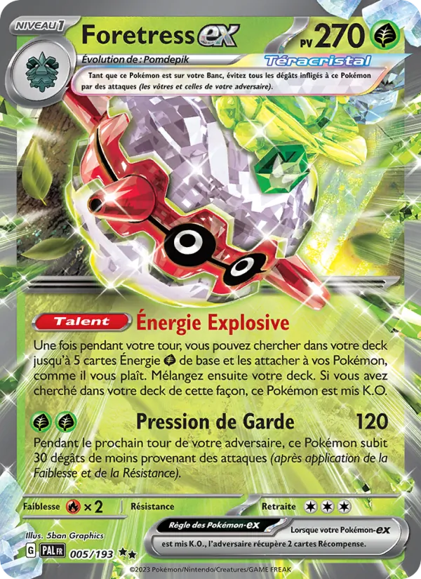 Carte Pokémon Foretress-ex 005/193 de l'extension Évolutions à Paldea