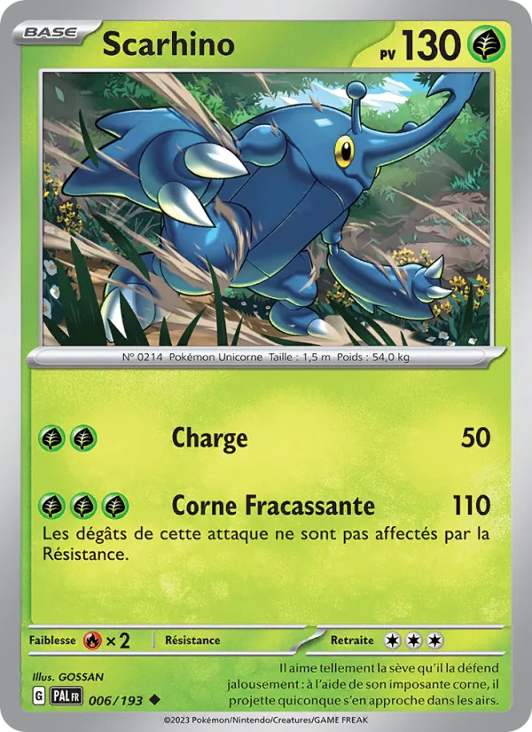 Carte Pokémon Scarhino 006/193 de l'extension Évolutions à Paldea