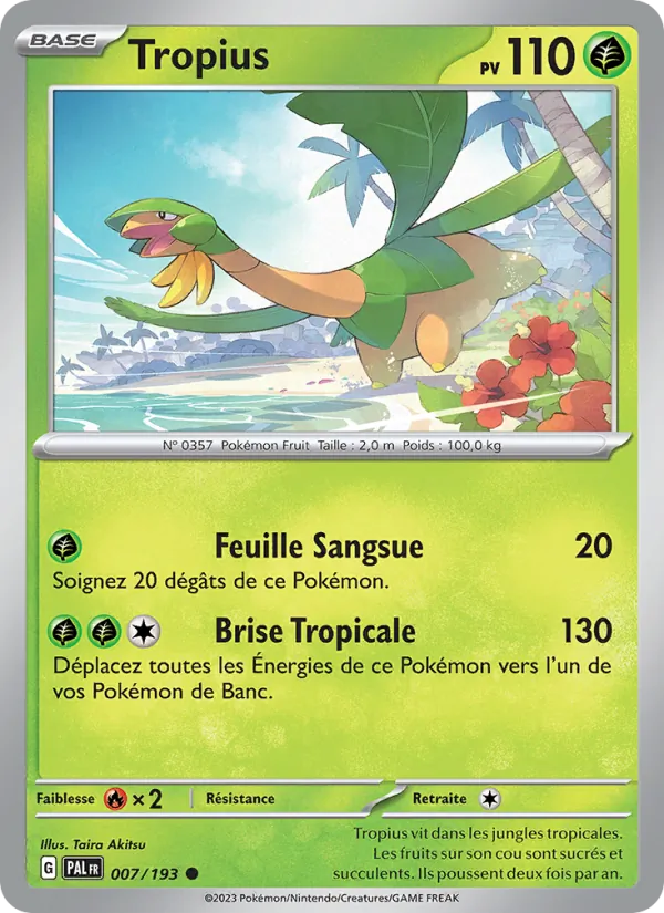 Carte Pokémon Tropius 007/193 de l'extension Évolutions à Paldea