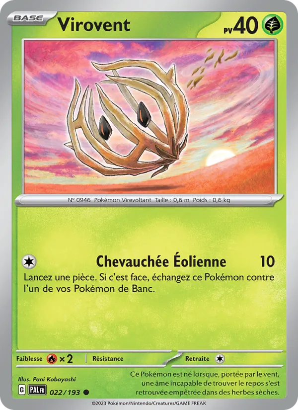 Carte Pokémon Virovent 022/193 de l'extension Évolutions à Paldea
