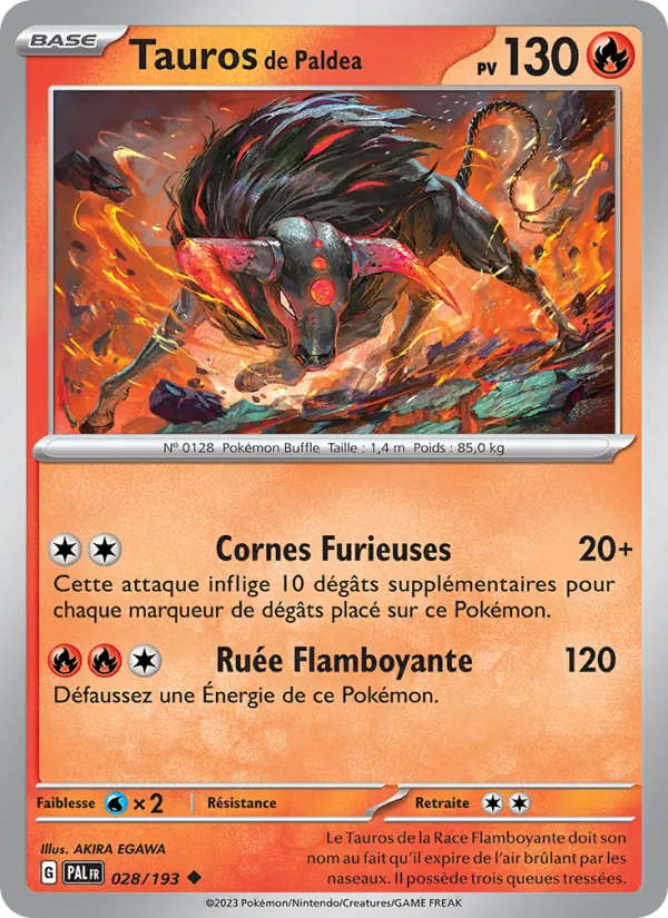 Carte Pokémon Tauros de Paldea 028/193 de l'extension Évolutions à Paldea