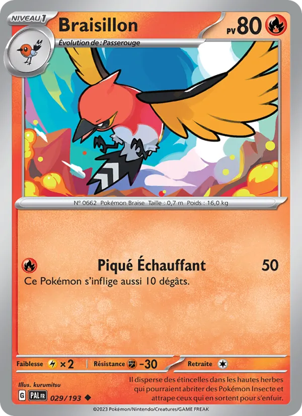 Carte Pokémon Braisillon 029/193 de l'extension Évolutions à Paldea