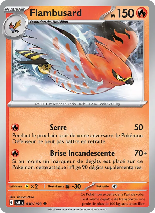Carte Pokémon Flambusard 030/193 de l'extension Évolutions à Paldea