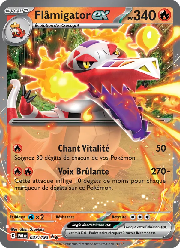 Carte Pokémon Flâmigator-ex 037/193 de l'extension Évolutions à Paldea