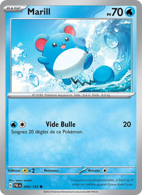 Carte Pokémon Marill 044/193 de l'extension Évolutions à Paldea