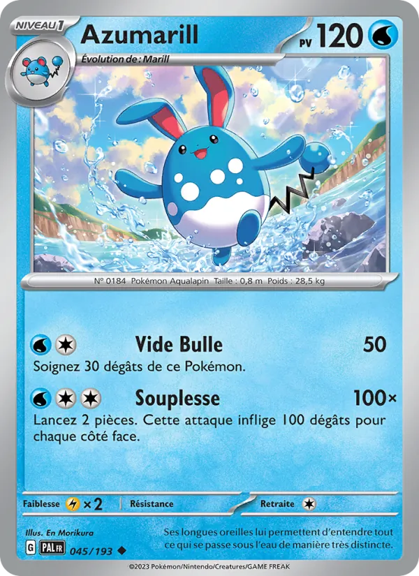 Carte Pokémon Azumarill 045/193 de l'extension Évolutions à Paldea