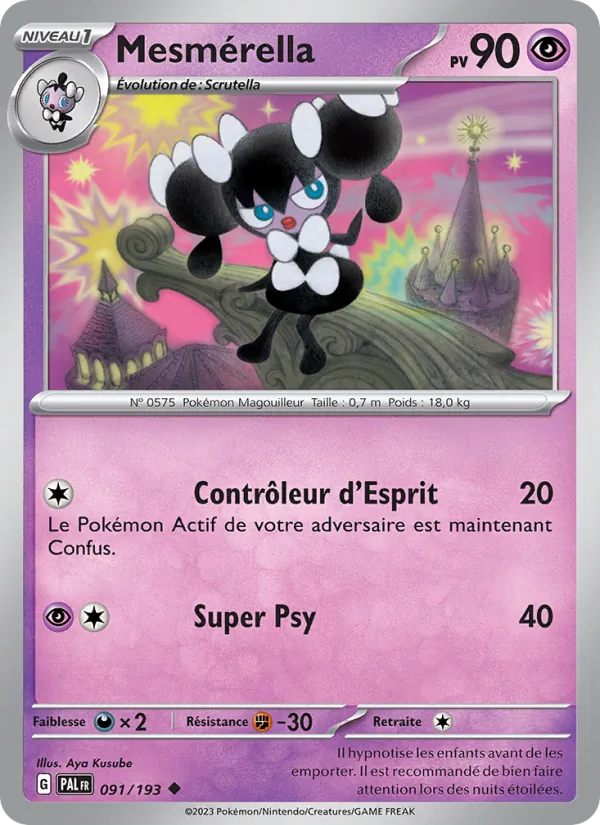Carte Pokémon Mesmérella 091/193 de l'extension Évolutions à Paldea