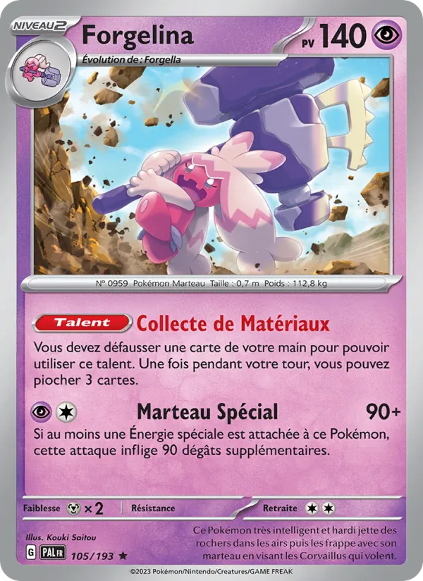 Carte Pokémon Forgelina 105/193 de l'extension Évolutions à Paldea