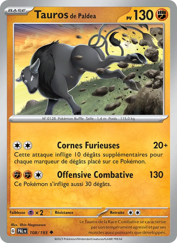 Carte Pokémon Tauros de Paldea 108/193 de l'extension Évolutions à Paldea