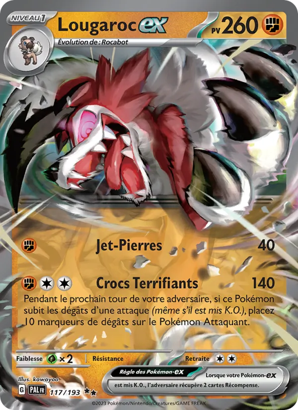 Carte Pokémon Lougaroc-ex 117/193 de l'extension Évolutions à Paldea