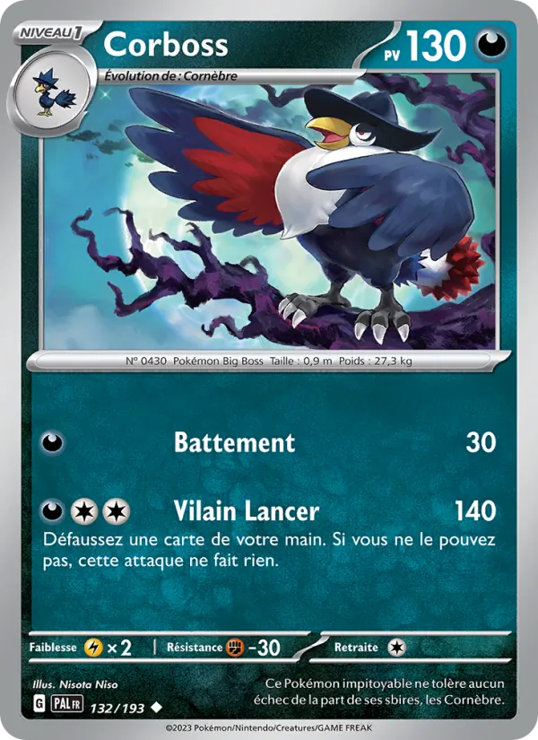 Carte Pokémon Corboss 132/193 de l'extension Évolutions à Paldea
