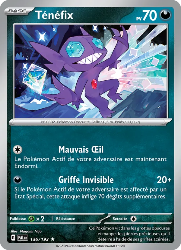 Carte Pokémon Ténéfix 136/193 de l'extension Évolutions à Paldea