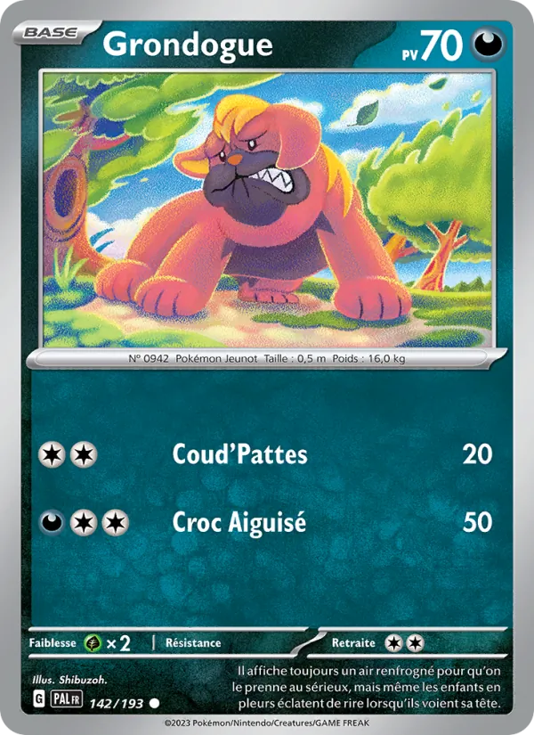 Carte Pokémon Grondogue 142/193 de l'extension Évolutions à Paldea