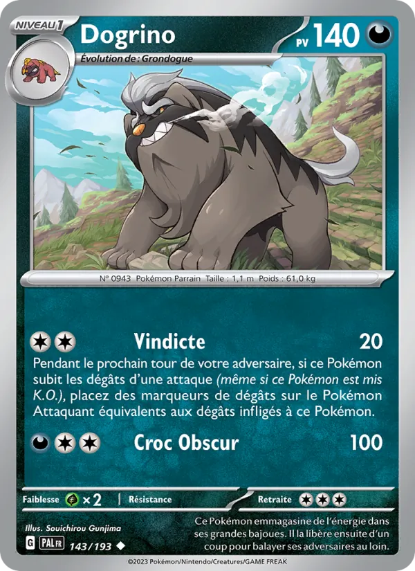 Carte Pokémon Dogrino 143/193 de l'extension Évolutions à Paldea