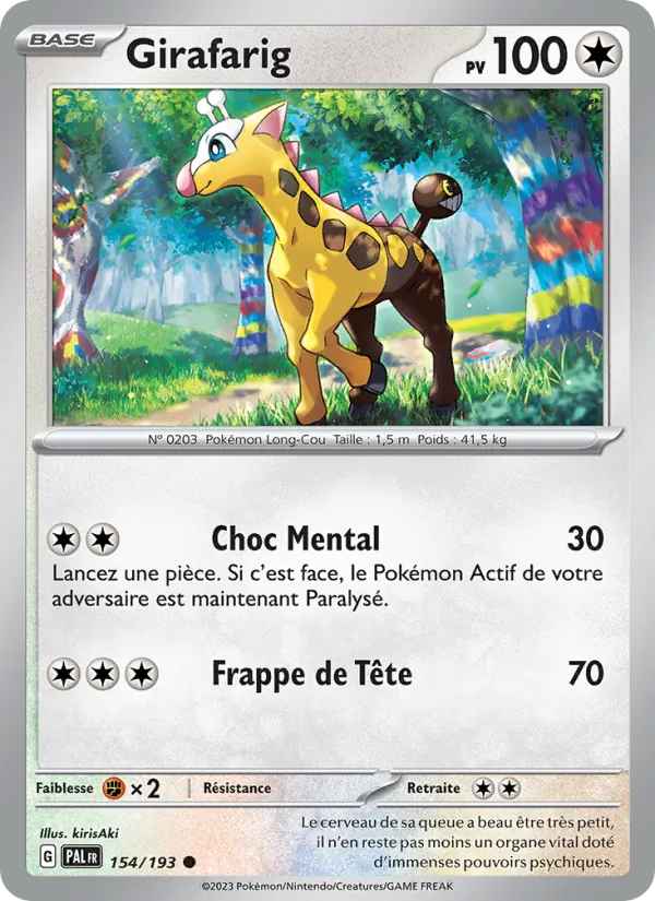 Carte Pokémon Girafarig 154/193 de l'extension Évolutions à Paldea