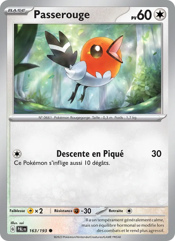 Carte Pokémon Passerouge 163/193 de l'extension Évolutions à Paldea