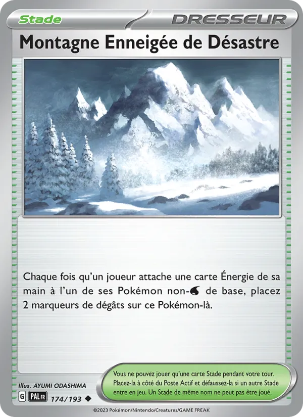 Carte Pokémon Montagne Enneigée de Désastre 174/193 de l'extension Évolutions à Paldea