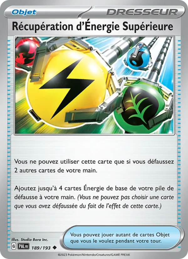 Carte Pokémon Récupération d'Énergie Supérieure 189/193 de l'extension Évolutions à Paldea