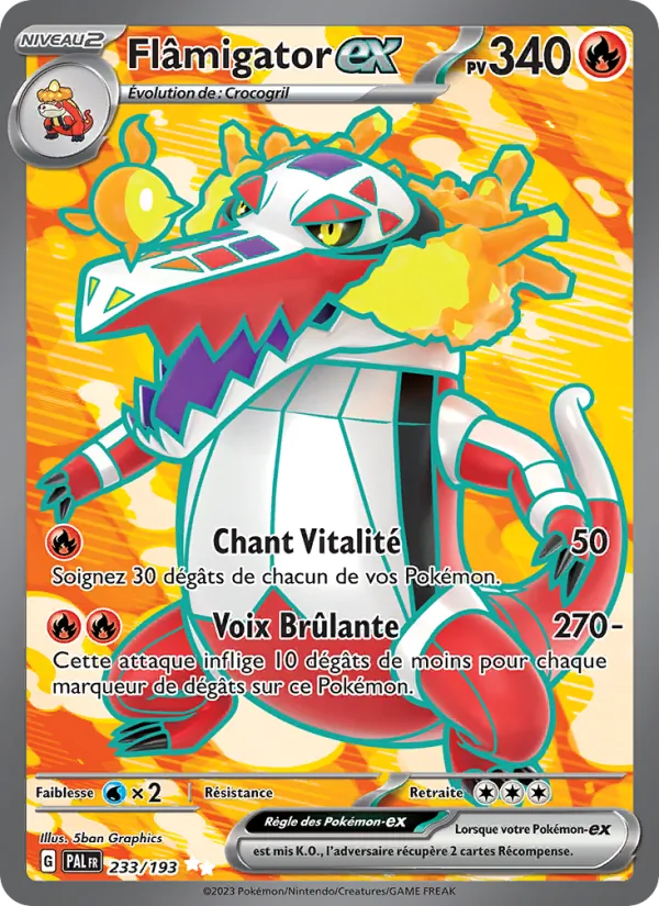 Carte Pokémon Flâmigator-ex 233/193 de l'extension Évolutions à Paldea