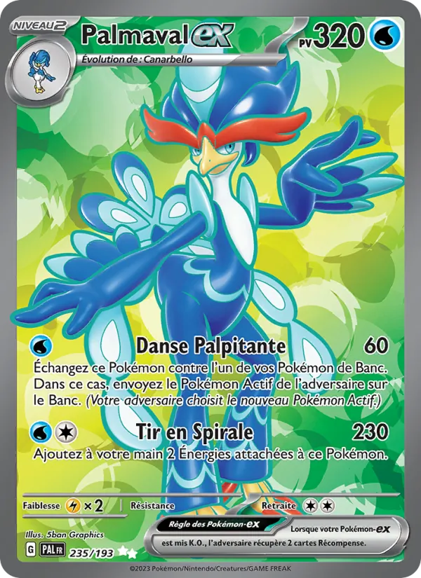 Carte Pokémon Palmaval-ex 235/193 de l'extension Évolutions à Paldea