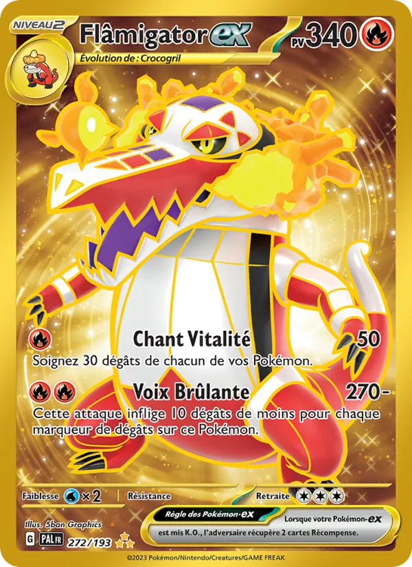 Carte Pokémon Flâmigator-ex 272/193 de l'extension Évolutions à Paldea