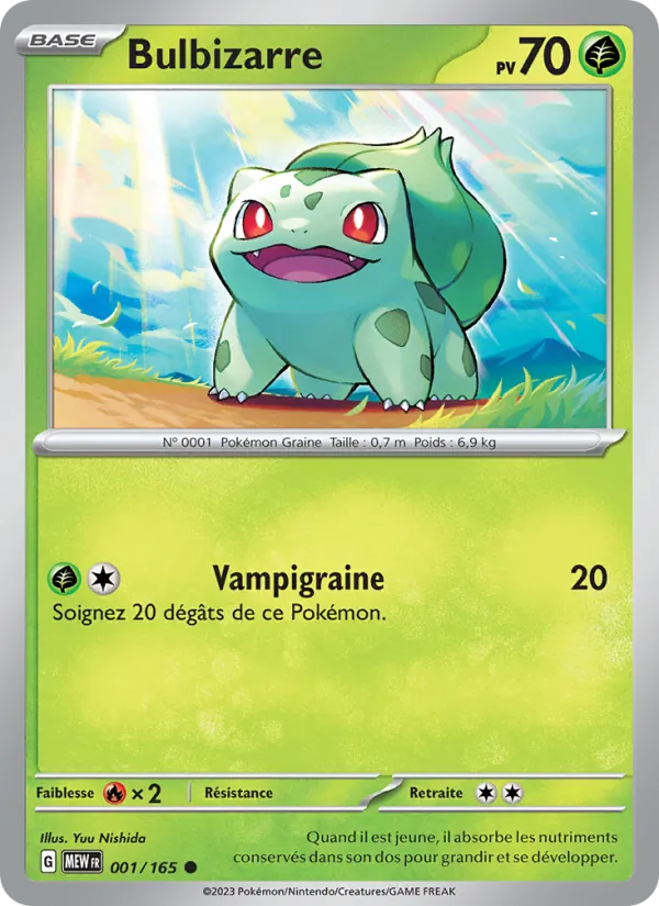 Carte Pokémon Bulbizarre 001/165 de l'extension 151