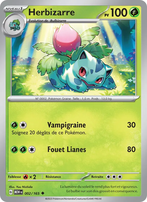 Carte Pokémon Herbizarre 002/165 de l'extension 151