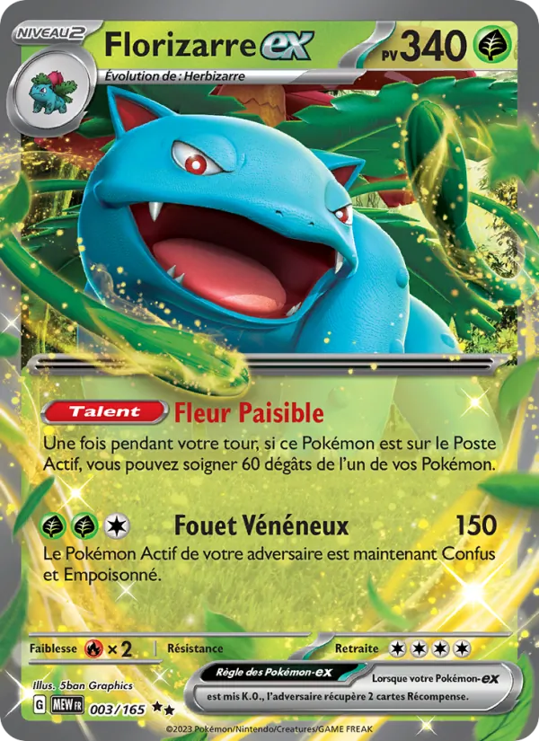 Carte Pokémon Florizarre-ex 003/165 de l'extension 151