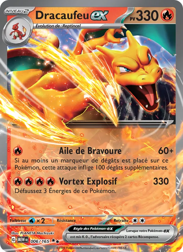 Carte Pokémon Dracaufeu-ex 006/165 de l'extension 151