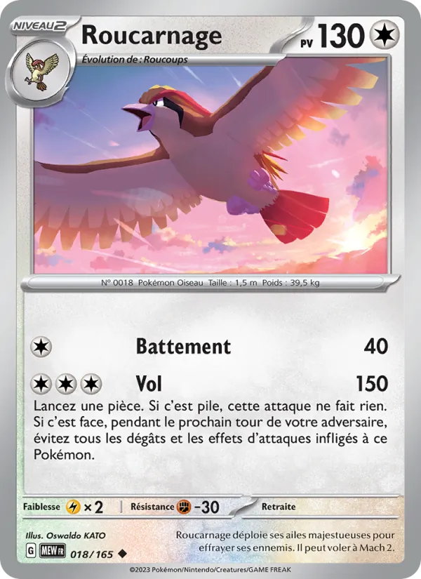 Carte Pokémon Roucarnage 018/165 de l'extension 151