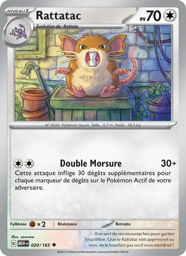 Carte Pokémon Rattatac 020/165 de l'extension 151