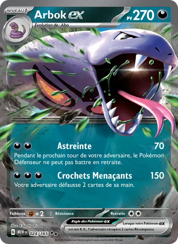 Carte Pokémon Arbok-ex 024/165 de l'extension 151